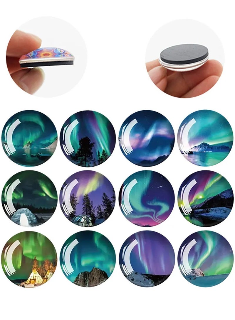 JACIRCLE Fridge Magnet, 12 Pcs Aurora Glass Fridge Magnets - Non-Scratch Strong Hold 3D Transparent Aurora Refrigerator Magnets - Reusable Decorative & Functional Glass Magnetic Stickers - for Home Decor, Kitchen, Office, Whiteboard, Blackboard, Refrigerator Door, Cabinet, Message Board, Kids Room, Study Desk - for Adults Kids Home Office School, Strong Magnetic Fridge Magnets Set - Image 3